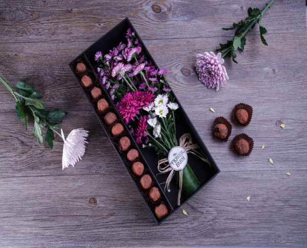 Dark Chocolate Truffles and Chrysanthemum Bouquet